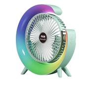 Generchin Ventilateur Portable Rechargeable USB LED 7 Couleurs Ventilateur Électrique 180° Ventilateur de Camping Réglable 3 Vitesses Mini Ventilateur de Bureau Vert