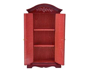 Generic 1:12 Échelle Mini Vintage en Bois Double Porte Poupées Armoire Placard pour Dollhouse Meubles D’Imitation en Bois pour Les Collectionneurs de Maisons de Poupées (Wine Red)