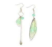 Generic 1 paire de boucles d'oreilles asymétriques papillon en forme de goutte - Fée - Libellule - Boucles d'oreilles pendantes - Pour femme - Vert