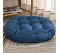 Generic 1 PCS Futon Coussin De Sol pour S'asseoir Coussin De Chaise De Quenouilles Rond Épais Tatami Matelas (Color : Darkblue, Size : 45x45cm)