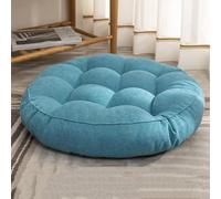 Generic 1 PCS Futon Coussin De Sol pour S'asseoir Coussin De Chaise De Quenouilles Rond Épais Tatami Matelas (Color : Teal, Size : 55x55cm)