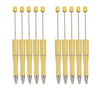 Generic 10 Pièces Stylos Perles Rollerball Noir Personnalisable Prise Confortable Matériau Adapté Aux Enfants Fournitures Scolaires Bureau, jaune