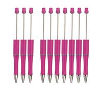 Generic 10 Pièces Stylos Perles Rollerball Noir Personnalisable Prise Confortable Matériau Adapté Aux Enfants Fournitures Scolaires Bureau, rose rouge