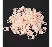 Generic 100 Pièces de Gobelets D'anneau de Tatouage Jetables pour Support de Pigment, Gobelet D'encre Semi-permanent en Plastique Professionnel pour Peinture de Tatouage ou Colle à Cils, Conception