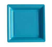 Generic - 12 ASSIETTES PLATES CARRÉES RÉUTILISABLES 24CM BLEU TURQUOISE
