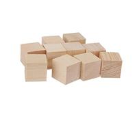Generic 12 Cubes En Bois Naturel, Accessoires de Loisirs Créatifs, Blocs Carrés Empilables, Finition Lisse, Polyvalents, Sculptables, Lisses, Adaptés à, 40mm
