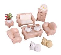 Generic 12 Pièces Meubles Miniatures pour Maison de Poupée Ensemble Canapé Table Basse Décoration Intérieure Résine et Alliage Adapté Aux Filles Loisirs, 12 Pièces