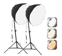 Generic 2 Ensembles de Kit D'éclairage de Photographie, Ampoule à économie de 85 W, Lumière Photo D'intérieur 3 Couleurs BC avec Boîte à Lumière 12 Côtés, Trépied de 2,1 M, équipement de (Prise UE)