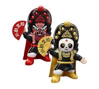 Generic 2 Pièces Poupée Changement de Visage Statue Opéra Sichuan Figurine Automatique Jouet Tradition Matériau PP Adapté pour Collection Décoration D'Étagère, Or rouge