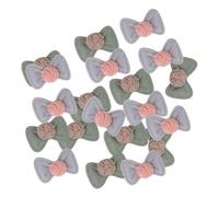 Generic 20 Pièces Nœuds Cheveux Rubans Tissu Broche Créative Ornement Textile pour Projet DIY Convient Emballage Fête, 10 gris et 10 verts
