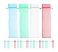 Generic 20 Sachets Présents en Organza à Cordon pour Éventail Pliant, Paquet Transparent Élégant 6x26 Cm, Pochette Pratique pour Rangement de Ventilateur Lors de Fêtes