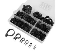 Generic 200 Pièces de Fixations en Plastique P en Nylon de Haute qualité, Boîte Assortie pour Kit de Conduits de Câbles, Résistance à la Corrosion, pour la Fixation de Câbles et de Tubes, (BLACK)