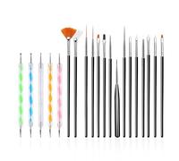 Generic 20PCS Nail Art Design Tools, 15PCS Painting Brushes Set (Black) with 5PCS Dotting Pens