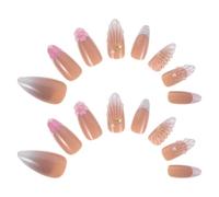 Generic 24 Faux Ongles à Presser à Couverture Complète Motif Floral 3d Scintillant, Capsules Légères en Plastique Gelée, Manucure DIY pour Femmes et Filles, Accessoires Nail Art