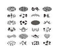 Generic 24 Pièces Pochoirs Maquillage Temporaires Modèles Réutilisables PET Polyvalent Léger Adaptés Halloween Événements Festifs Carnivals Scène, Modèle E