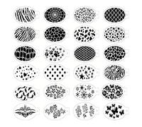 Generic 24 Pièces Pochoirs Maquillage Temporaires Réutilisables En PET pour Halloween Carnaval Spectacle Scène Activité Créative, StyleA