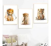 Generic 3 Affiches Animaux Chambre Bébé Tableau Safari Enfant Deco Murale Garcon 30x40 Poster Lion Tigre Leopard Impression sur Toile Boho Cadeau SANS CADRE