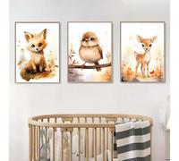 Generic 3 Affiches Animaux Enfant Decoration Murale Chambre Bébé Renard Cerf Tableau Safari 30x40 Poster Boho Impression sur Toile Fille Garcon Cadeau SANS CADRE