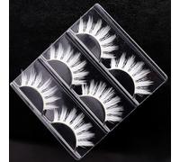 Generic 3 Paires de Faux Cils Blancs avec Racines Transparentes Douces pour Représentation sur Scène et Cosplay, Aspect Naturel, Extension de Cils en Microfibre, de Fête Réutilisables (Blanche)