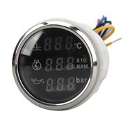 Generic 3 Pouces Numériques de Vitesse Numérique à Vitesse d'huile de Pression d'huile, Jauge LCD Ronde Précise pour le Yacht RV, ABS Durable en Acier Inoxydable, DC9-32V (Plaque de cadran noire