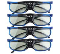 Generic 4 paires de lunettes 3D à monture bleue pour projecteurs Dlp-Link, Jmgo, 144 Hz et large vue, rechargeables