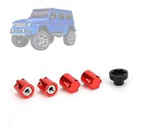 Generic 4 Pièces Capuchon Central de Jante de Roue RC en Alliage D'aluminium écrou M4 Accessoires de Mise à Niveau pour SCX10 90046 D90 RC Voiture Noir Rouge Bleu (Rouge)