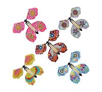 Generic 5 Pièces Papillon Magique Jouet Astuces Volant Propulsé Par Élastique Figurine Tour Convient pour Carte Surprise Fête Parent Enfant Livre, Styled