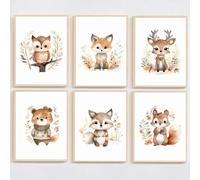 Generic 6 Affiches Bébé Animaux de la Forêt Decoration Murale Boho Tableau Chambre Enfant 21x30 Poster Safari Toile Fille Garcon Cadeau SANS CADRE
