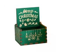 Generic 6x Boîte à Musique Joyeux Noël, Boîtes à Musique à Manivelle En Bois pour Femme, Amis, Fils
