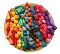 Generic 81 Pcs Pièces en Vrac Play Materials Rainbow Empiling Jouet, Apprentissage Préscolaire Éducatif Play Montessori Toys