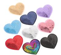 Generic 9 Écussons Autocollants de Cœur en Sequins pour Paquet et Paquet à Dos, Polyester Souple et Confortable, Décoration pour Boutique de Vêtements ou Maison