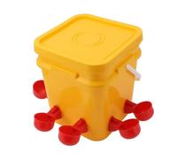 Generic Abreuvoir Automatique pour Volaille de Grande capacité avec Baril Portatif de 12 L pour Poulets et Perroquets - 11,1 X 9,6 X 9,6 Po, Jaune (Seau + Bol Oiseau Rouge + vis Noires)
