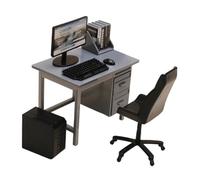 Generic Accessoires de Maison de Poupée Bureau D'Ordinateur Chaise de Poupée Mobilier de Scène et Clavier D'Imitation avec Un Artisanat Intriqué Adapté pour, Bureau Gris