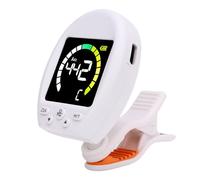 Generic Accordeur Métronome Numérique pour Guitare, Basse, ukulélé, Violon Multifonctionnel avec Pince Rotative, Haute sensibilité, Coussinet en Silicone Antidérapant (WHITE)