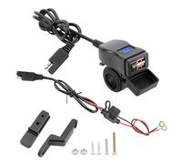 Generic Adaptateur d'alimentation USB pour Moto, Charge Rapide, Double Port 18W, adapté à la Surveillance Intelligente, pour Appareils GPS, Tablettes, Noir (Affichage numérique Bleu)