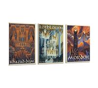 Generic Affiche Seigneur des Anneaux Hobbit Film Vintage Art de Voyage sur Toile - Ensemble de 3 Posters Muraux en Rouleau, Peinture sur Toile, Décoration pour Salon ou Chambre, 20 x 30 cm