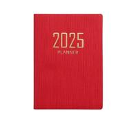 Generic Agenda journalier 2025, format A7, couverture en similicuir rouge, 365 pages, calendrier mensuel et quotidien