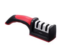 Generic Aiguiseur de Couteaux 3 Fentes en Acier Inoxydable, Outil d'affûtage de Couteaux à Large Application Durable pour la Maison (rouge)