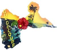 Generic Aimant Réfrigérateur Guadeloupe France Décoratif, Souvenir, Artisanal Résine Rond 6-9 cm 1 unité