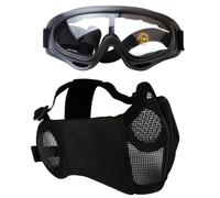 generic Airsoft Demi-Face Mesh Cover avec Lunettes de Plein Air - Équipement Réglable et Protection, N10531U10B