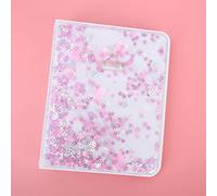 Generic Album Photo 3 Pouces pour Photos, 64 Pochettes Portables en PVC Transparent, Couverture de Perles de Sable Mouvant, Rangement Compact pour Cartes de Billets (Rose)