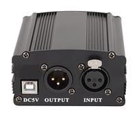 Generic Alimentation Fantôme 48 V, Matériau Professionnel en Alliage D'aluminium pour Microphones à Condensateur, Transfert de Son avec Câble XLR et Câble USB