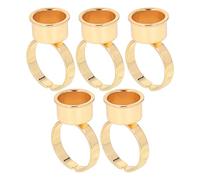 Generic Anneau D'encre pour Microblading, Porte-colle Polyvalent et Léger pour Professionnels de la beauté, en Acier Inoxydable, 5 Pièces (GOLD)