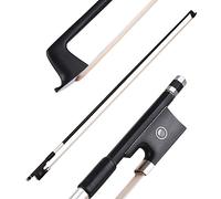 Generic Archet de violon rond en fibre de carbone bien équilibrée en crin de cheval et grenouille en ébène