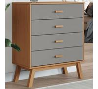 Generic Armoire à 4 tiroirs, commode en pin de style scandinave pour un grand espace de rangement et une fonction d'affichage, pieds en bois robustes, couleur marron, avec un design élégant, pour