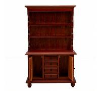 Generic Armoire Miniature à L'échelle 1:12, Charmante Bibliothèque avec Tiroirs pour Affichage Intérieur de Maison de Poupée en Bois de Bouleau 6,46x4,41x1,50 Pouces (châtaigne)