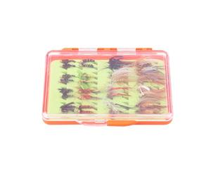 Generic Assortiment de Mouches de Pêche à la Mouche avec Plus de 30 Leurres et Boîte pour Truite et Bar, équipement de Pêche ABS/PP de Voyage en Plein Air (81122CX32 (32 pièces))