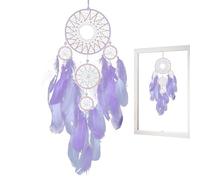 Generic Attrape-rêves - Attrape-rêves de voiture fait à la main | Attrape-rêves à plumes à cinq anneaux | Décoration murale à suspendre pour chambre d'enfant, salon, référez-vous à la