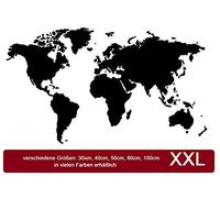Generic Autocollant carte du monde XXL en forme de carte du monde, disponible en 30 à 100 cm de longueur pour votre camping-car, caravane, ou comme sticker mural 210/1