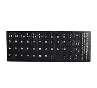 Generic Autocollant Clavier, Espagnol étanche étanche de Fond Noir Clavier Keyboards Autocollant Lettre Blanche pour PC pour Ordinateur de Bureau pour 10 à 17 Pouces Ordinateur Portable
